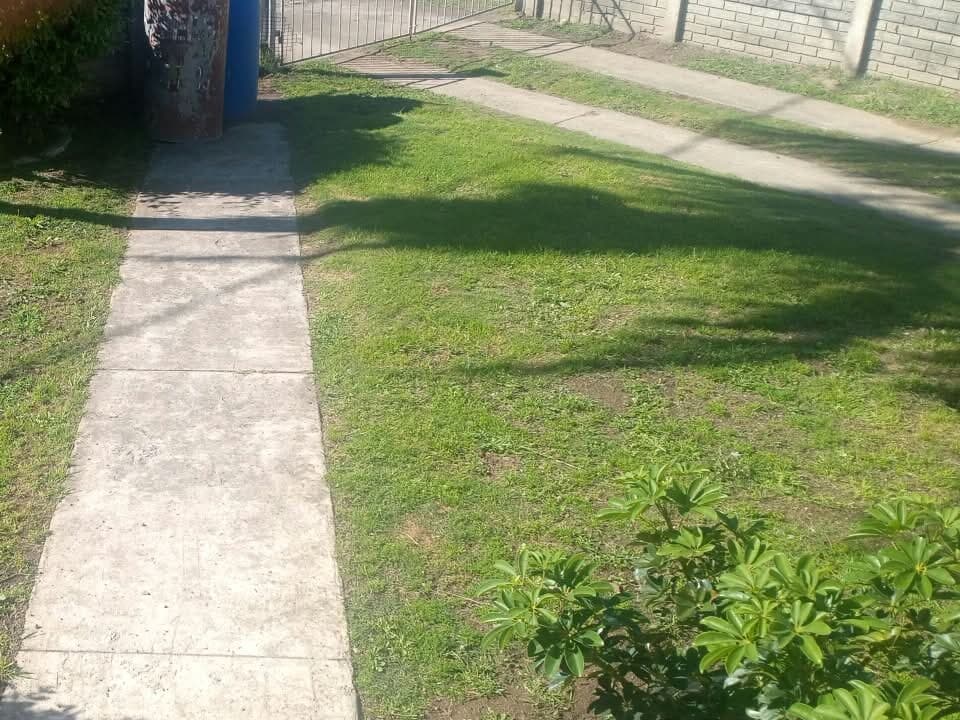 Cement walkway laid through a front garden to the gate
